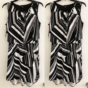 Black and White abstract hi-lo dress